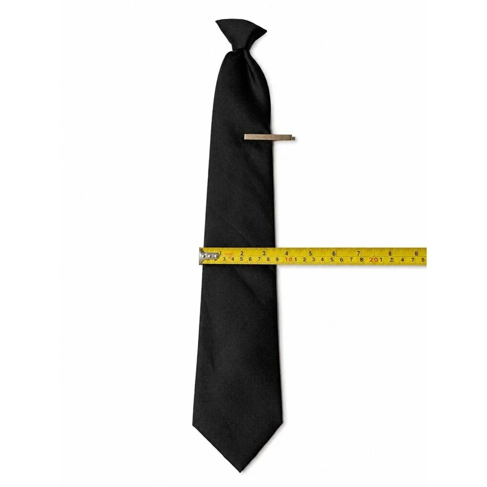 Puritan Black Skinny Necktie Tie Bar Clip Men's Pre-Tied Adjustable EUC 57x2.5